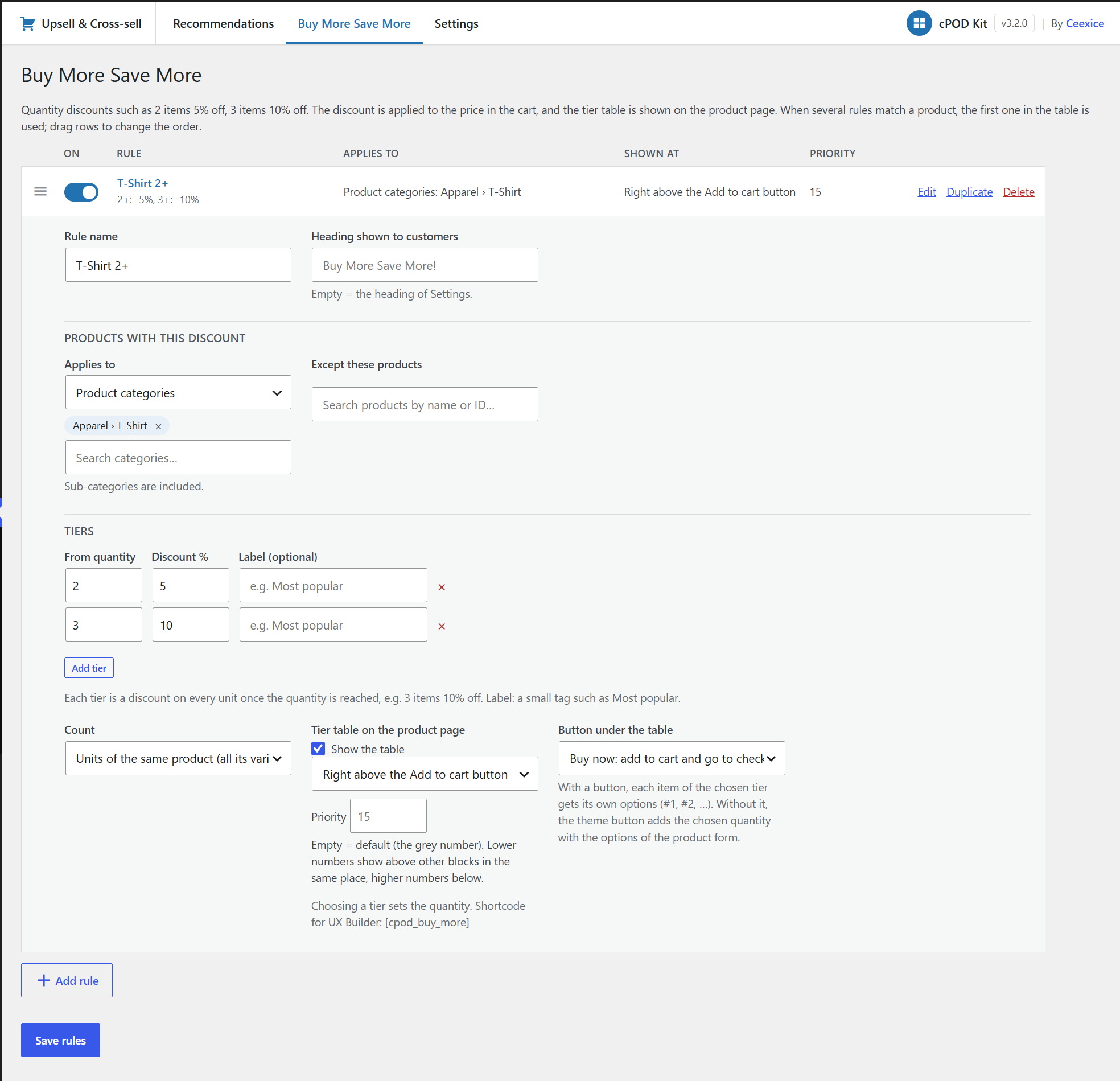 Upsell & Cross-sell screenshot