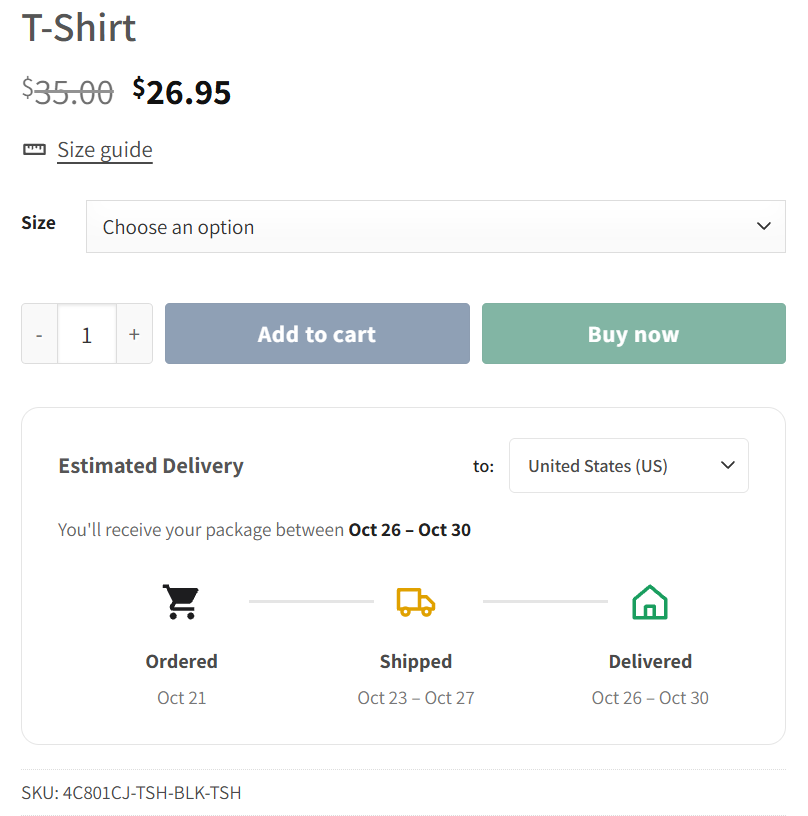 Estimated Delivery screenshot